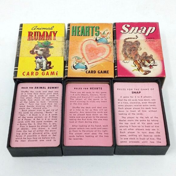 Vintage Whitman Treasure Kit Set of 6 Miniature Card Games Rummy Crazy Eights - Picture 9 of 13